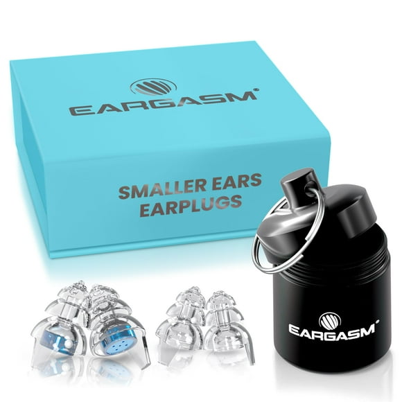 Eargasm Smaller Ears Earplugs - Blue High Fidelity Filtered Noise Reducing Reusable Ear-Plugs for Kids, Women, Men - Hearing Protection for Live Concerts, Motorcycles, F