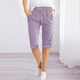 thumbnail image 2 of Purple Pants for Teen Girls Summer Fall Faux Linen Loose Fit Lounge Pleated High Waisted Paperbag Straight Leg Basic Pants Shorts Womens 2025 Soft Comfy Clothes XXL, 2 of 7