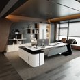 thumbnail image 3 of Luxury Corner Office Desk Reception Console Computer L Shape Writing Workbench Executive Drawers Tavolo Da Lavoro Furniture My Lux Decor Round, 3 of 14