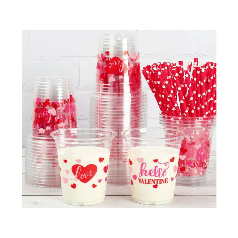 Clear Glass Straw with Red Heart