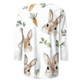 thumbnail image 4 of LYEAA Women Spring Casual 3/4 Sleeve Printed Tops Easter Bunny Pattern Round Neck Pullover Blouse Family Gathering Outfits White XXXXXL, 4 of 5