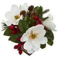 thumbnail image 3 of Nearly Natural 15 in. Magnolia, Pine and Berries Artificial Arrangement, 3 of 3