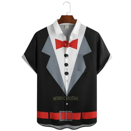 

MLFU Mens Christmas Short Sleeve Shirt Beach Streetwear Plus Size for Adults Men