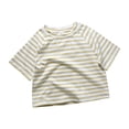 thumbnail image 6 of YDFCWXW Little Kids Striped T-Shirt Boys Girls Short Sleeve Cotton Tee Tops Toddler Raglan Sleeve Crewneck Shirt (Khaki, 3-4 Years), 6 of 6