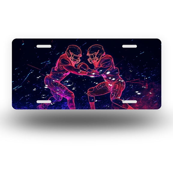 License Plate,Neon Football Players Decorative Front,Personalized Stainless Steel License Plate Cover For Men Women,12.2" X 6.2"