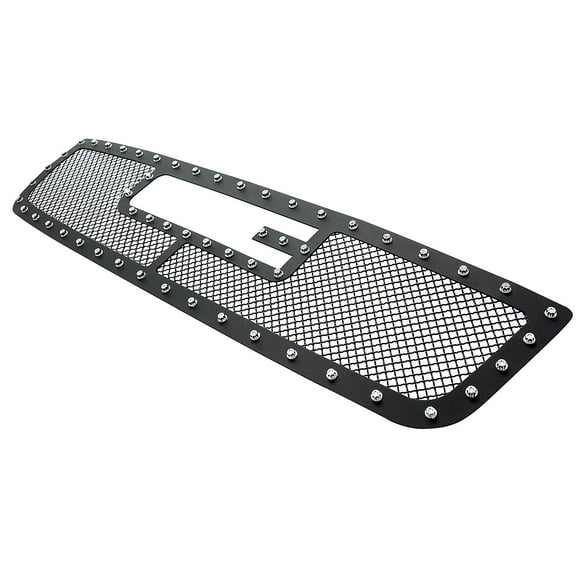 APS Compatible with GMC Sierra 1500 1500HD 2500HD 3500 2003-2006 & 2500 03-04 & 07 Classic Style Main Upper Stainless Steel Black Mesh Rivet Studs Grille Insert GL5771H