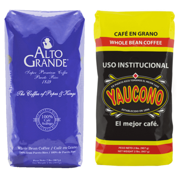 Alto Grande Medium-Dark Roast and Yaucono Medium Roast, Whole Bean Coffee, one bag of each, 2 Pound (Pack of 2)