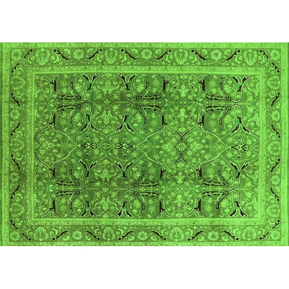 Ahgly Company Indoor Rectangle Oriental Green Traditional Area Rugs, 7' x 10'