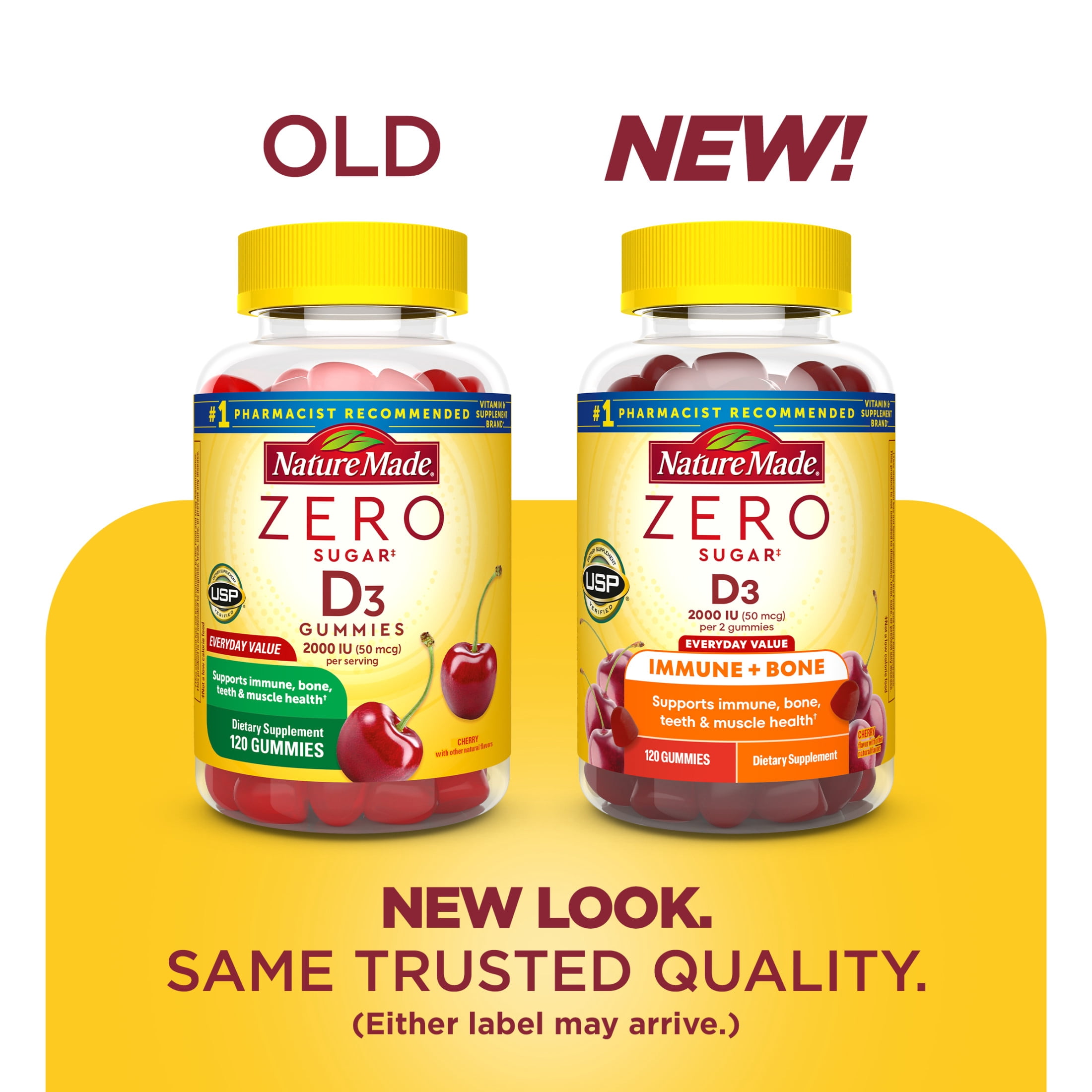Nature Made Zero Sugar Vitamin D3 Gummies, Sugar Free Gummies, 120 Count
