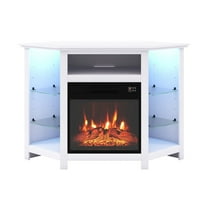 Canddidliike Fireplace Corner TV Stand with LED Lights and Smart APP Control, TV Stand for 50 Inches TV, Cabinet Media Console with Storage for Living Room Bedroom, White