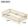 thumbnail image 6 of Twin Size Floor Bed for Kids, Wood Twin Montessori Bed Frame with Fence Guardrails and & Support Slats, Twin Playhouse Bed without Door, Kids Fence Bed Playpen Bed for Boys ,Girls, Natural, 6 of 7