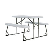 Classroom Essentials Easy-Fold Gray Folding Plastic Kids Outdoor Picnic Table and Benches - Commercial Grade - Seating for 4 Kids