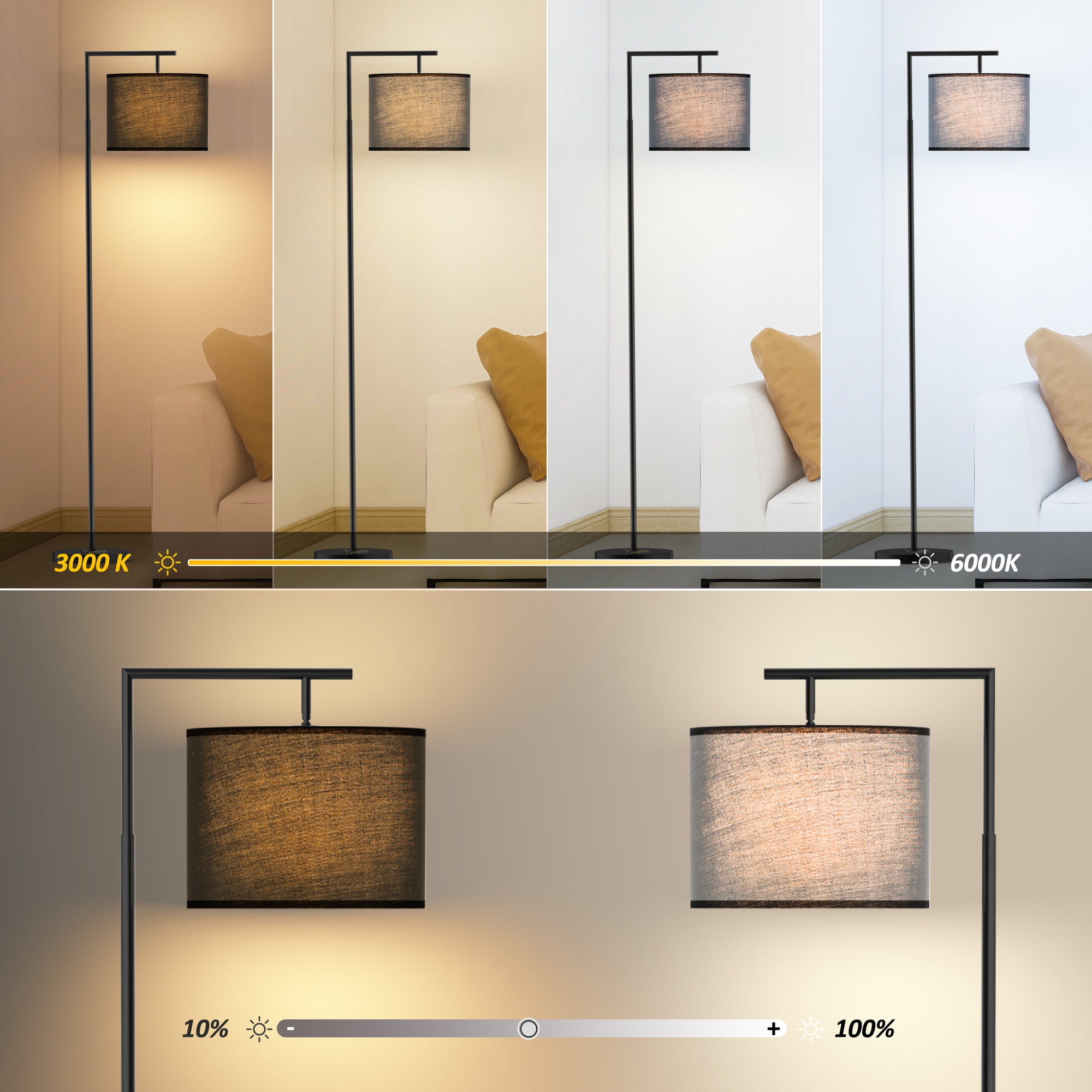 64'' Arched/Arc Floor Lamp with Remote Control and Bulb Included