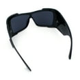 thumbnail image 6 of XXL Curved Wrap Around Rectangular Thick Arm Sport Plastic Sunglasses All Black, 6 of 8