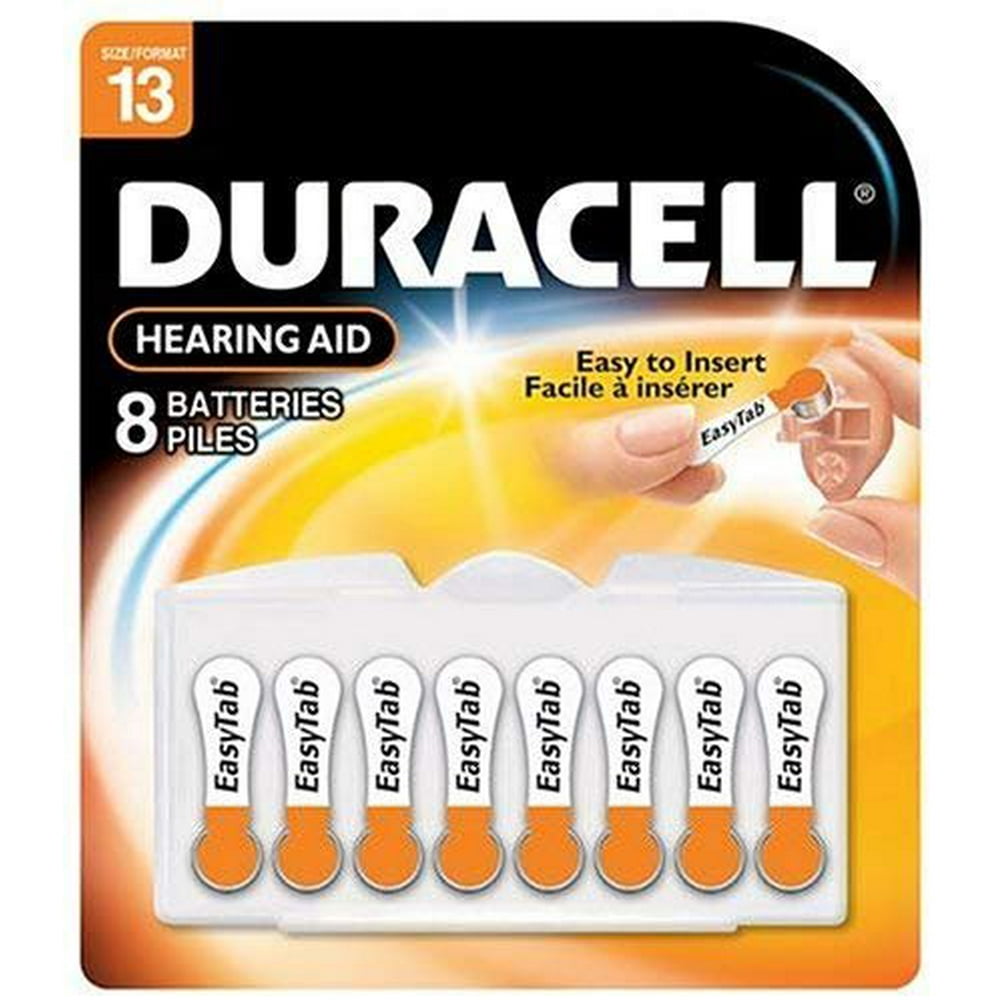Duracell 1.4 Volt Zinc Air Hearing Aid Batteries Size 13 DA13B8 (8