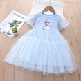 thumbnail image 4 of Vestido de malla con mangas abullonadas para niñas, nuevo vestido de verano con estampado de dibujos animados de Frozen y Elsa, ropa de princesa para niños pequeños, vestido de fiesta de cumpleaños, 4 of 5