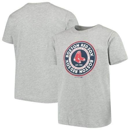 Mlb Circle - Youth Heathered Gray Boston Red Sox Circle Logo T-Shirt
