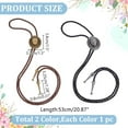 thumbnail image 2 of 2 Colors Western Cowboy Bolo Tie Native American Tie Necklace Men Women Vintage PU Leather Handmade Necktie Costume Accessories, 2 of 5