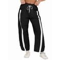 thumbnail image 1 of Pantalones Deportivos Holgados de Pierna para Mujer, Informales, con Cordón Ajustable y Cintura Elástica, en Colores Contrastantes, Estilo Y2K. Negro XXL, 1 of 7