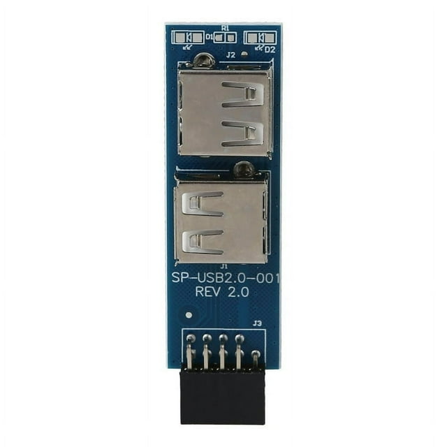 Motherboard 9-pin Female Header to Expand Two USB2.0 A Female Interfaces Adapter Converter Connector