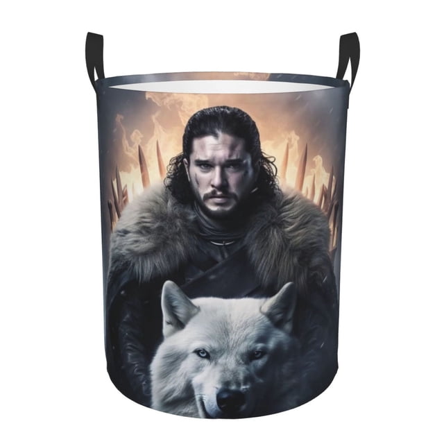 Cesto para ropa sucia Jon Snow, cesta de almacenamiento circular plegable impermeable con asa, cesta organizadora de juguetes para ropa sucia, decoración para dormitorio, baño pequeño