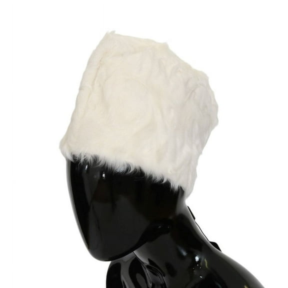 Dolce  Gabbana Elegant White Fur Beanie Luxury Winter Hat