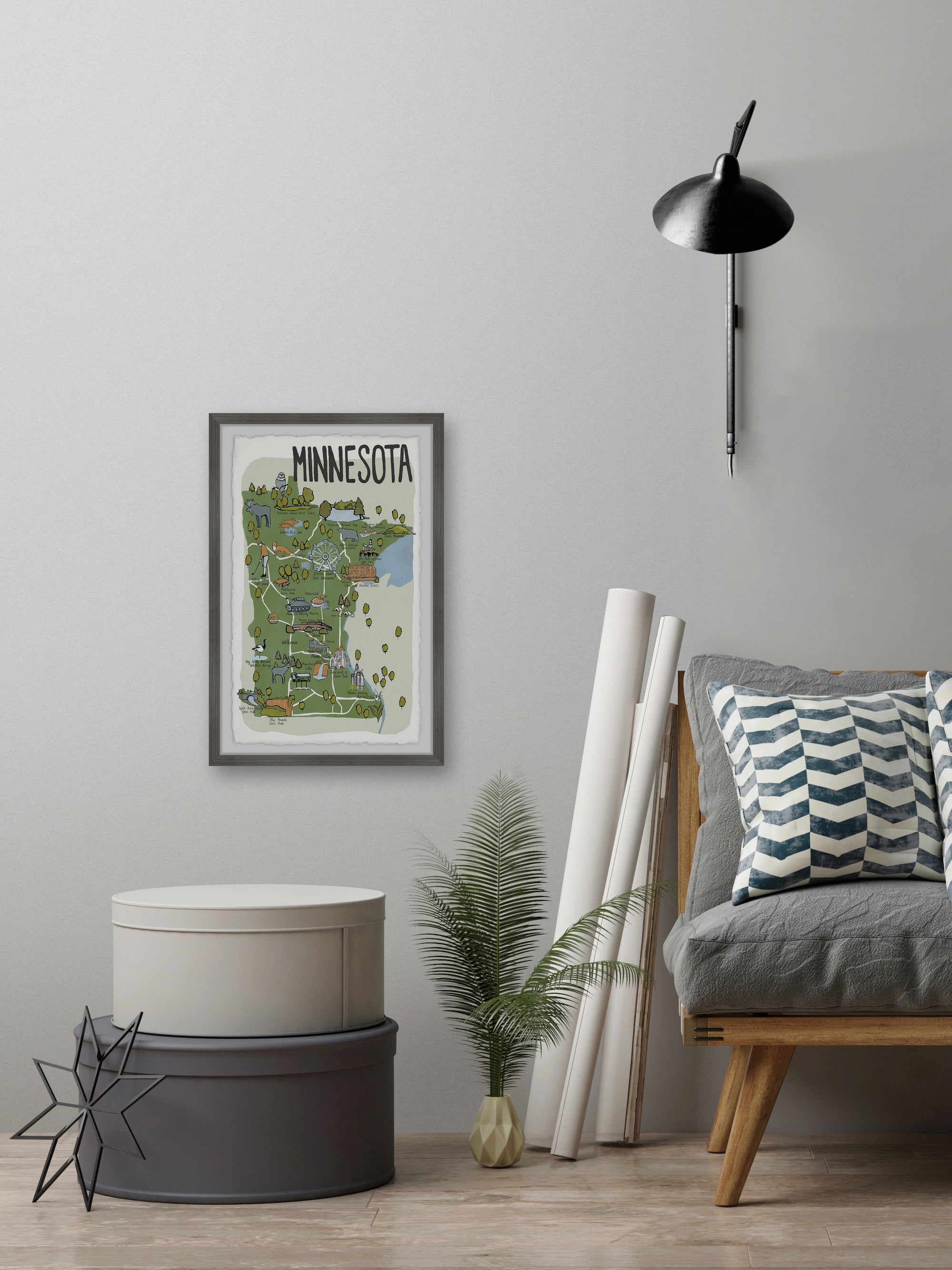 Marmont Hill Green Minnesota Spots Framed Wall Art, 1.50" x 24.00"