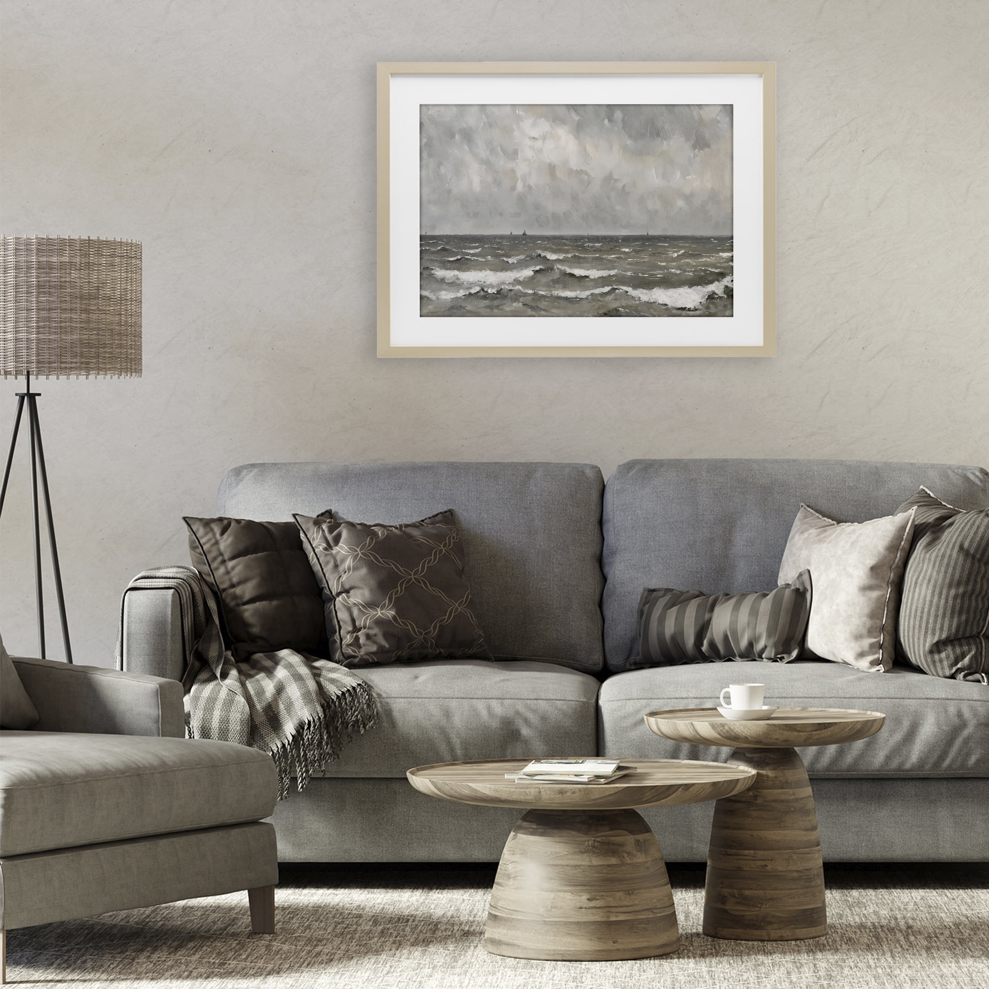 Stupell Industries Stormy Ripples at Sea Birch Framed Print Under Glass, design by Jacky Ngan