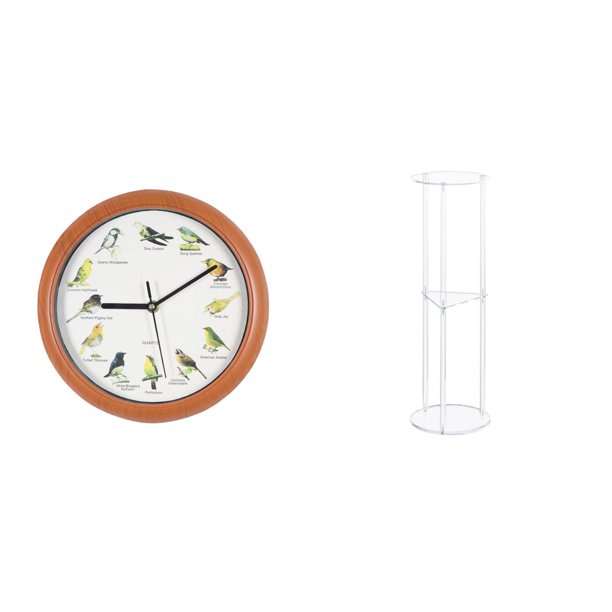 Reloj de pared,Reloj de pared con pájaro cantor Relojes de pared con pájaros,Relojes de pájaros con sonido Reloj decorativo que canta,Mesa auxiliar redonda,Mesa auxiliar redonda de acrílico