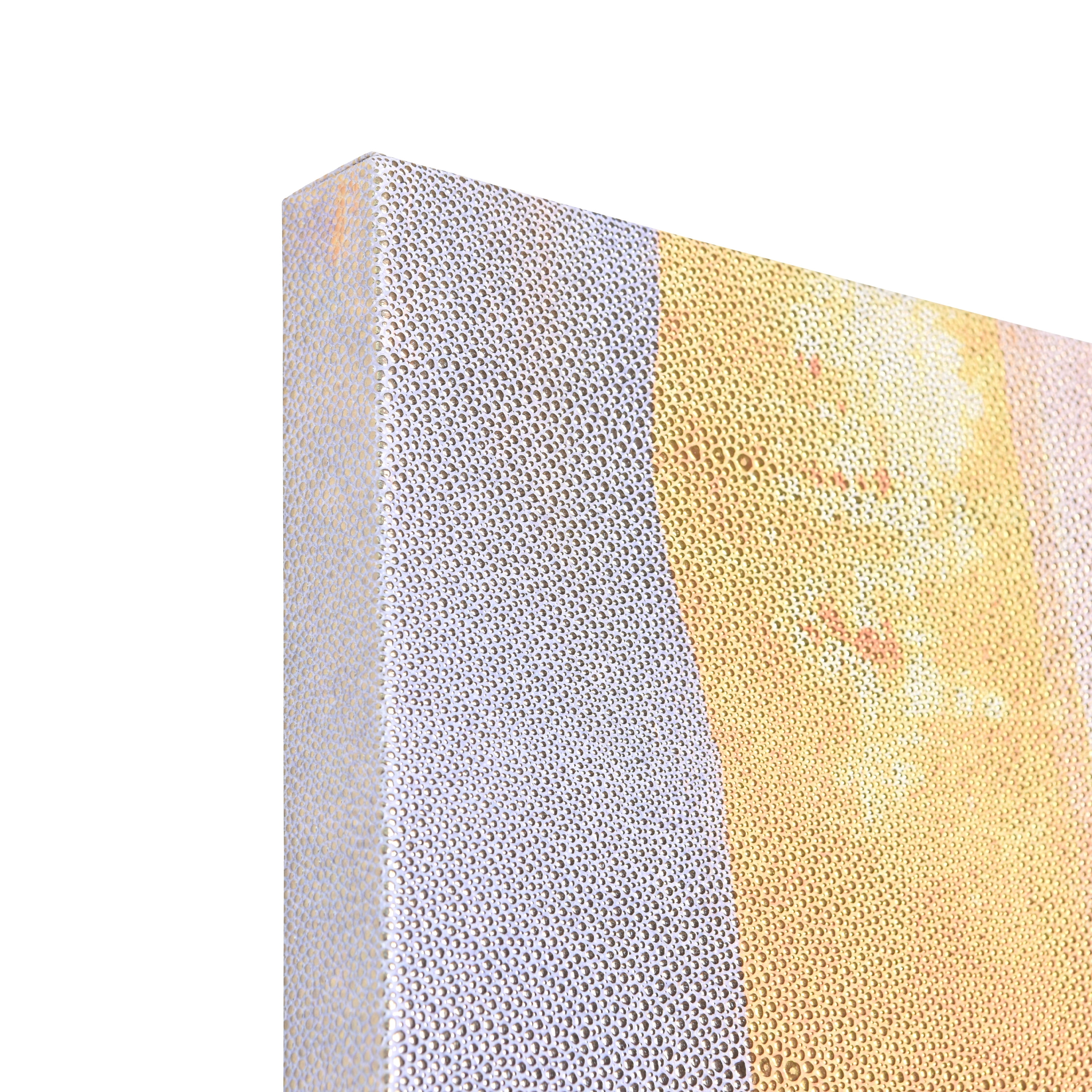 "Vibrant Harmony I & II" Lively Abstract Rendered on Gold Metallic Shagreen Wrapped Canvas Wall Art Set, sized 48"x24"