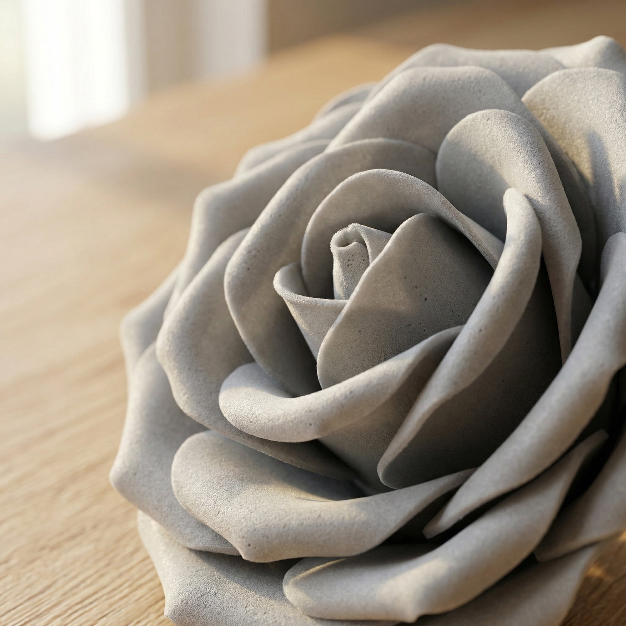 Unique Bargains Artificial Detachable Rose Silk Flower Grey 7.1"