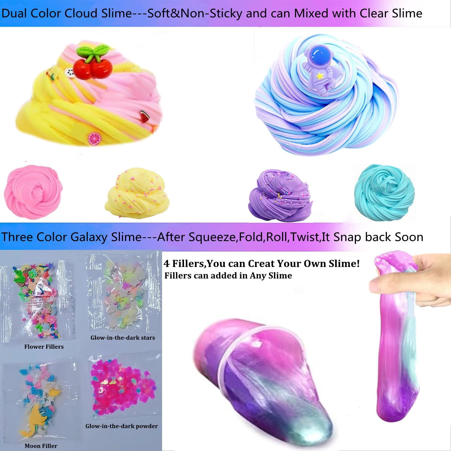 Crunchy Slime Set 12 Packed for Kids,Super Soft and Non-Sticky Stress Relief Clear Slime Kit Toy,DIY Butter Slime Party Favor for Girls & Boys Goodie Bags Stuffers Totally 19OZ/540ML