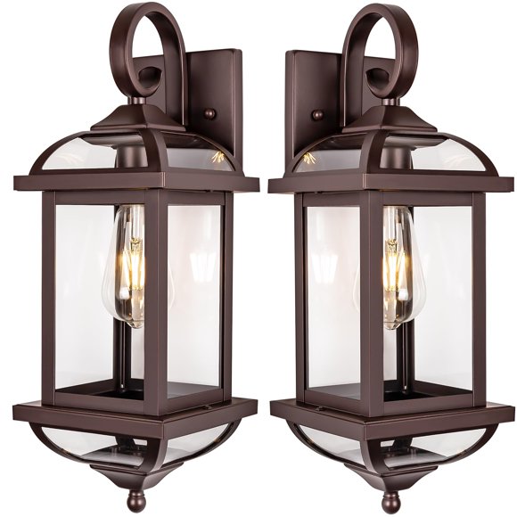 Luces de pared para exteriores Roravilila, 18 pulgadas, bronce frotado con aceite, paquete de 2