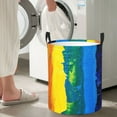 thumbnail image 5 of Rateoe Rainbow Colored Pattern Round Laundry Hamper Basket, Tall Hamper Basket for Blanket Storage, Nursery Clothes Hamper for Laundry in Bedroom and College Dorm-, 5 of 6