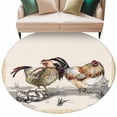 thumbnail image 2 of 8ft Round Rug, Rooster Farm Animal Country Non-Skid Rubber Backing Large Area Rugs - Living Room Bedroom Home Office, Chinese Style Plant Indoor Floor Mat Carpets Washable Rug, 2 of 9