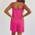 thumbnail image 3 of Daiosportswear Women's Wide‑Strap Sleeveless Front Pleat Romper Side Pockets Relaxed Fit Summer Casual Beach Short Jumpsuit Hot Pink M, 3 of 9