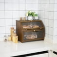 thumbnail image 6 of Double Layer Large Bread Box for Kitchen Counter, Wooden Large Capacity Bread Storage Bin (Brown), 6 of 12