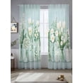 thumbnail image 2 of Spring Floral Sheer Curtains 96 Inch Length 2 Panels Set, Summer Daisy Tulip Flowers Teal White Voile Window Treatment Semi Sheer Long Curtains Drapes for Bedroom/Living Room/Kitchen 52"x96"x2, 2 of 7