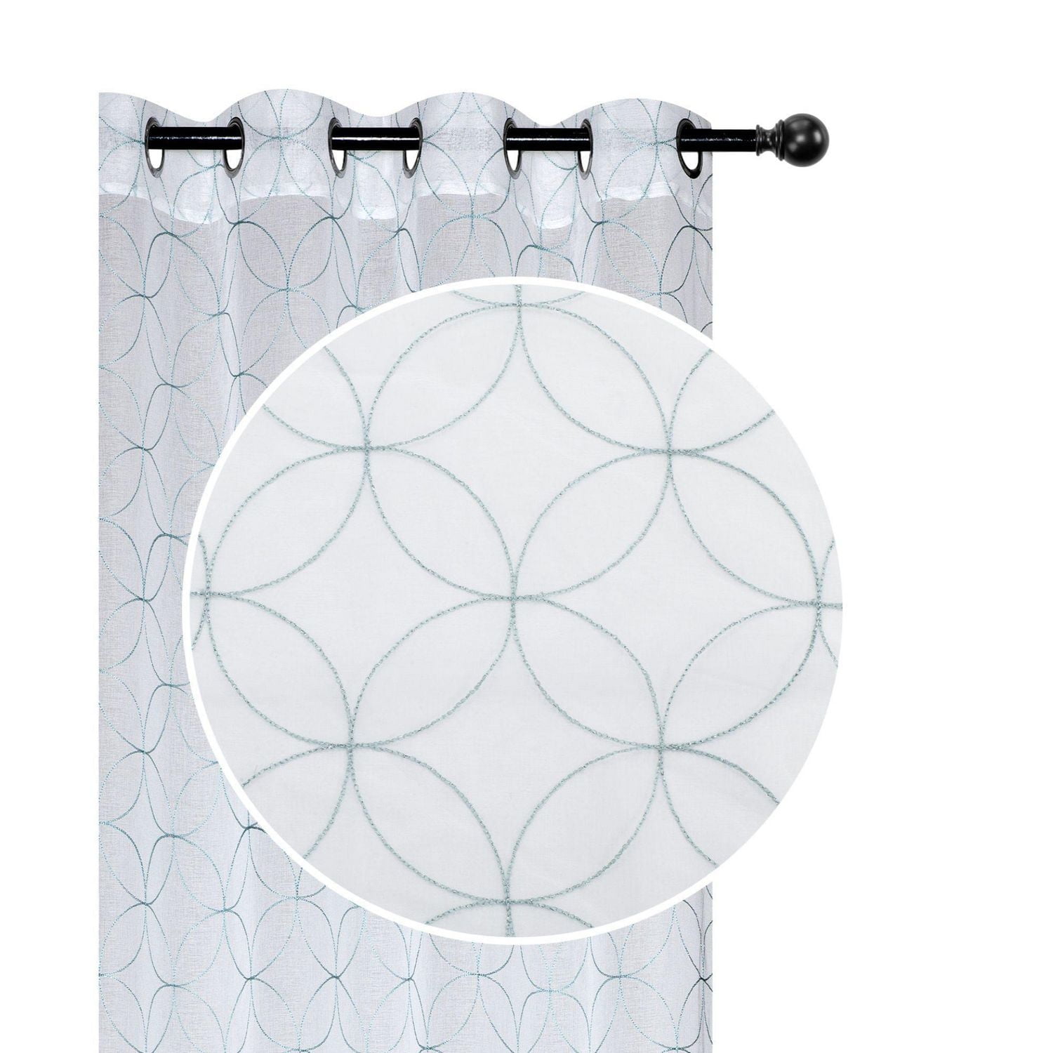 Lurex Brodé Panneau Transparent 8 W Grom (Diamond) (Teal) (96" ) - Set of 2