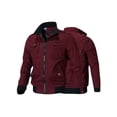 thumbnail image 3 of Frontwalk Mens Casual Stand Collar Bomber Jackets Full Zip Regular Fit Military Jacket Solid Color Fall Outwear Claret L, 3 of 3