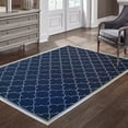 thumbnail image 3 of Style Haven  Marianna Simple Lattice Navy/ Off-White Loop Pile Indoor Outdoor Area Rug Grey/Off-White 7'10" Round 8' Round Indoor,Outdoor Patio,Dining, 3 of 5