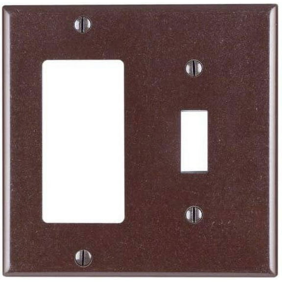 Leviton 80405 Brown Two Gang Combination Toggle Switch Decora Wall Plate