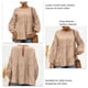 thumbnail image 5 of Top de manga larga para mujer, otoño, cuello redondo, mangas abullonadas, manga larga, Top informal holgado de Color puro, color albaricoque XXL, 5 of 6