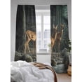 thumbnail image 3 of Sheer Curtains 108 Inches Long 2 Panels Set for Living Room, Forest Deer Semi Sheer Curtains for Windows, Farmhouse River Vintage Elk Voile Window Treatments Rod Pocket Curtain, 3 of 7