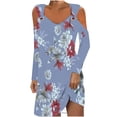 thumbnail image 1 of Robe d'Été pour Femmes Imprimée Manches Longues Col Rabattu, Robe pour Femmes, Robe Manches Longues pour Femmes Robe d'Été, 1 of 5