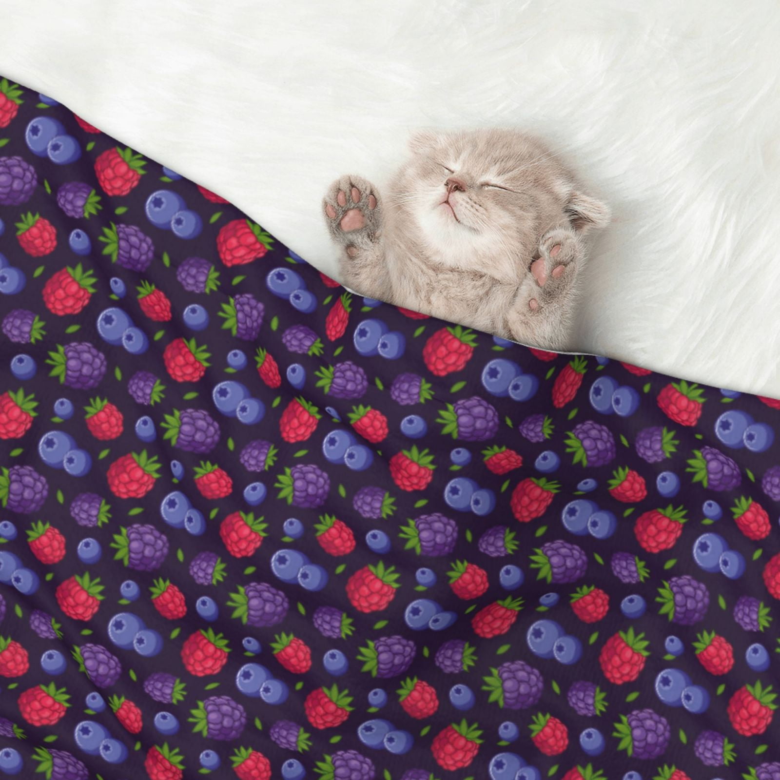 Naloa Blackberries Dog Blanket, 3 Sizes Cat Blanket for Indoor Cats Large Medium Small Dog Gifts-Small