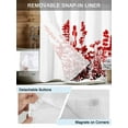 thumbnail image 3 of No Hook Cloth Fabric Shower Curtain with Snap in Liner, Red Flowers Waterproof Shower Curtains Set with See Through Top Window, Rustic Spring Wild Floral Herbs Plants Bath Curtains Shower 48"x72", 3 of 6
