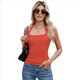 thumbnail image 2 of Camisetas Sin Mangas de Canalé para Mujer (2025), de Punto con Cuello Cuadrado, Básicas e Informales de Verano. Naranja y Rojo M, 2 of 8