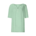 thumbnail image 4 of Puntoco Short Tops Blouses for women Clearance Women's Casual Short Sleeve Solid Ladies Round Neck Top Blouse Mint Green XL(XL), 4 of 4