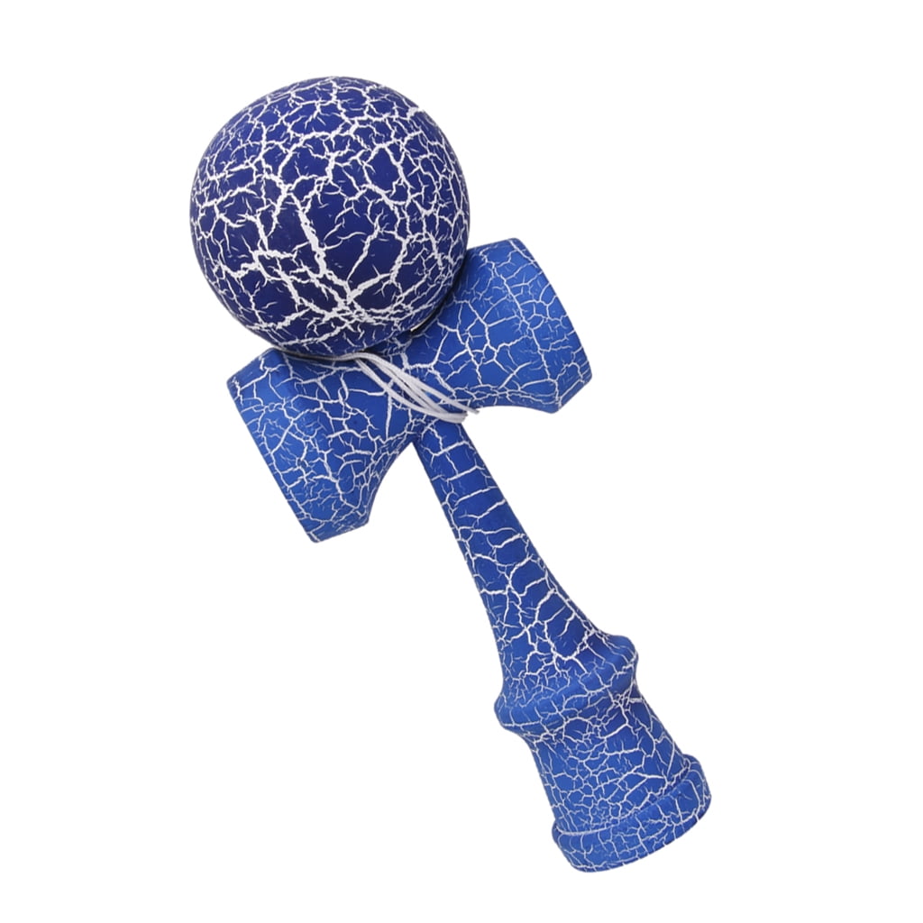 Novelty Crack Paint Wooden Kendama Skill Ball Kids Wooden Toy Game Blue 